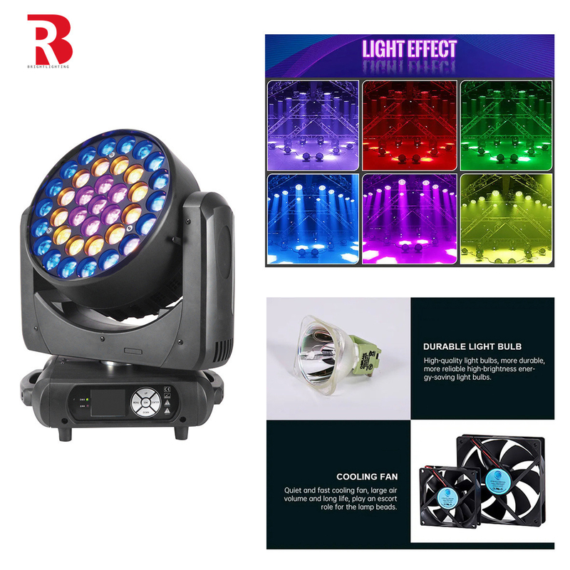 37*15W LED ความสว่างสูง RGBW 4in1 ล้างเคลื่อนหัวแสงสําหรับงานคอนเสิร์ต