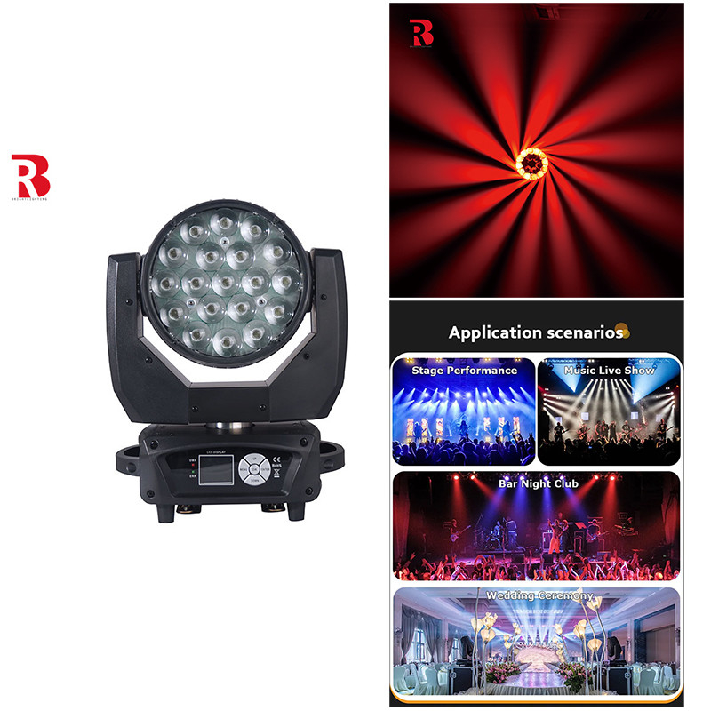LED Moving Head ZOOM And Rotation 19pcs 15W 4-in-1 แสงเบย์เวที