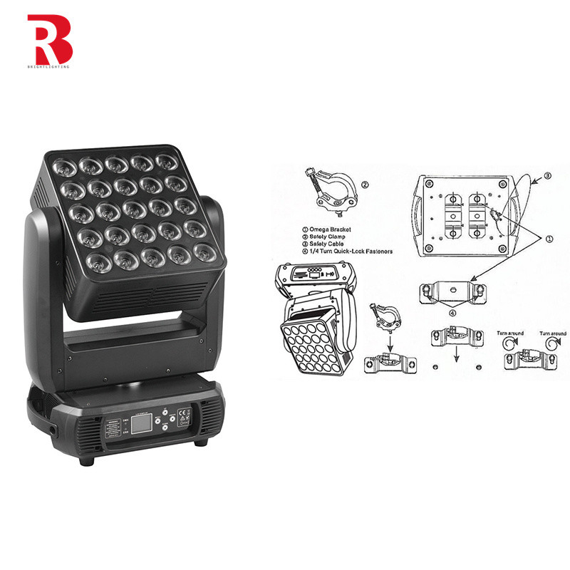 25pcs 12W CREE RGBW แมทริกซ์เคลื่อนที่หัวเวทีแสงสําหรับกิจกรรม DJ อุปกรณ์