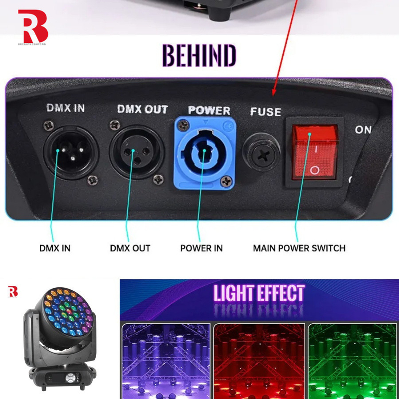 การควบคุมแสงเต็ม RGBW 4in1 LED ไฟหัวเคลื่อนที่สําหรับการแสดงดนตรี