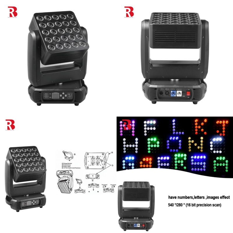 แมทริกซ์ 5x5 25pcs 10W Dmx512 ไฟหัวเคลื่อนที่ RGBW สําหรับ DJ Stage Party Show