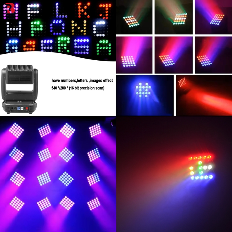 แมทริกซ์ 5x5 25pcs 10W Dmx512 ไฟหัวเคลื่อนที่ RGBW สําหรับ DJ Stage Party Show