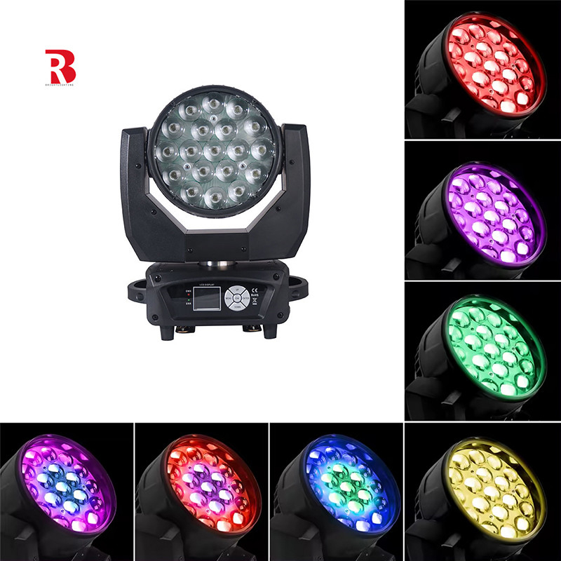 LED RGBW 4in1 DMX 19x15w Beeye Moving Head Wash Light สําหรับเวที DJ คลับกลางคืน