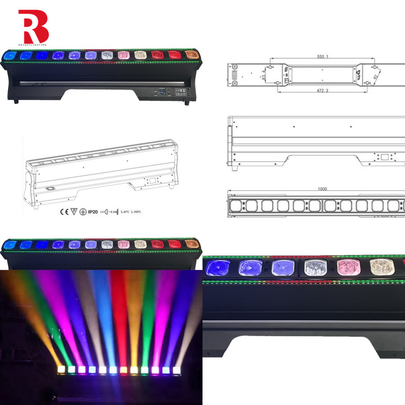 ผลิตพลังงานสูง 12*40W LED Bar Beam Moving Head Stage Light สําหรับความชัดเจนบนเวที