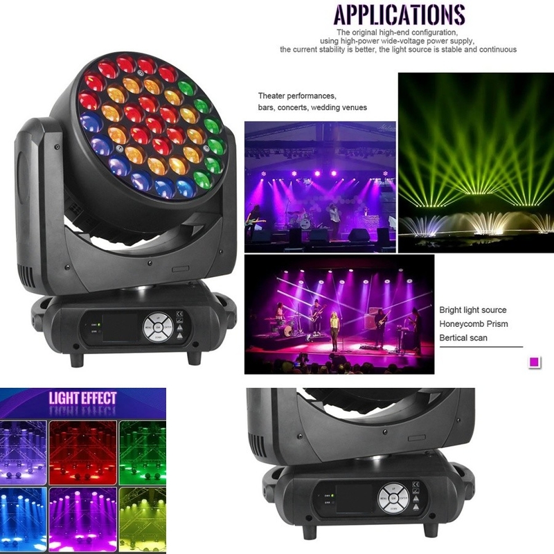 RGBW 4in1 37*15W DMX Zoom Strobe LED Wash Moving Head Light สําหรับ DJ Bar ดิสโก้ สเตจ คลับ