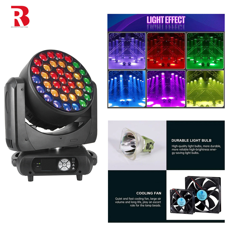 37*15W LED RGBW Infinite Mixure LCD LED Moving Head Light สําหรับโบสถ์ดิสโก้