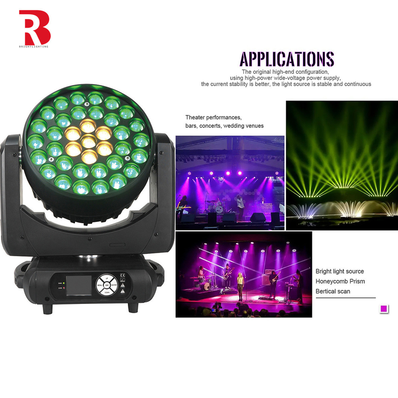 37X15w RGBW Zoom Beam LED ไฟหัวเคลื่อนที่ ไฟเวทีสําหรับการล้างดิสโก้