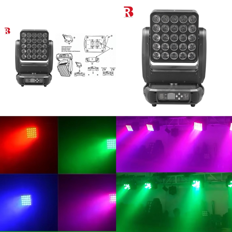 5x5 แพเนล 25x10W RGBW 4In1 ขับเคลื่อนหัวเวที แสงเมทริกซ์ DMX สําหรับดีเจไนท์คลับ