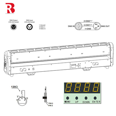 RGBW 4-In-1 LED Beam Wash Stage DMX512 LED พิกเซลบาร์ 12 ชิ้น 30W